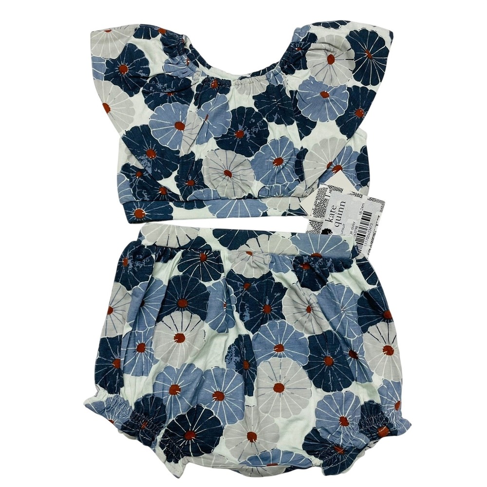 NWT Kate Quinn Sunsuit Blue Robin Vintage Daisy Floral 18-24M Cottagecore